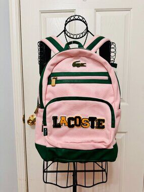 LACOSTE NIDUS LIGHT PINK AND GREEN SCHOOL OFFICE TRAVEL VARSITY BACKPACK